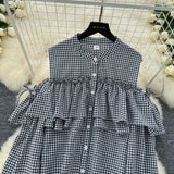 Unique Ruffle Long Sleeve Checkered Shirt