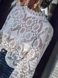 Sheer High Neck White Lace Blouse