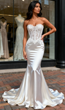 Trumpet Mermaid Lace See Through Sweetheart Wedding Dress