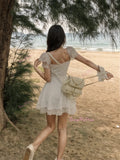 Lace Flattering Mini White Sundress