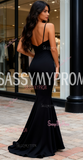 V Neck Spandex Trumpet Mermaid Black Prom Dress