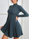 Mock Neck Long Sleeve Knit Winter Dress
