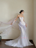 Trumpet Mermaid Tulle Sweetheart Appliques Wedding Dress