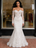 Off The Shoulder Mermaid Lace Long Sleeve Wedding Dress