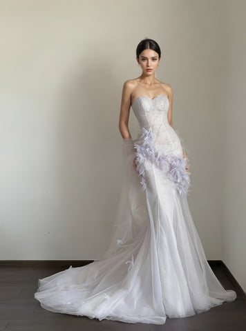 Trumpet Mermaid Tulle Sweetheart Appliques Wedding Dress