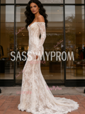 Lace Trumpet Mermaid Long Sleeve Off The Shoulder Wedding Dress