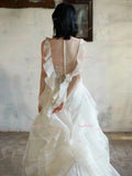Ruffles A Line Lace Organza Wedding Dress