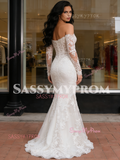 Off The Shoulder Mermaid Lace Long Sleeve Wedding Dress