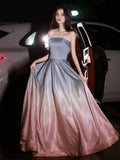 Sequin A Line Sequin Ombre Prom Dress