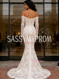 Lace Trumpet Mermaid Long Sleeve Off The Shoulder Wedding Dress