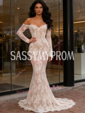 Lace Trumpet Mermaid Long Sleeve Off The Shoulder Wedding Dress