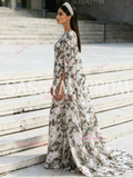 Scoop Sheath Column Cape Sleeve Sequin Flower Prom Dress