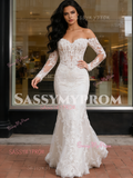 Off The Shoulder Mermaid Lace Long Sleeve Wedding Dress