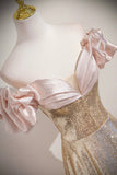 Off The Shoulder Sequins Gold Trumpet Mermaid Prom Dress