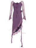 Ruffles Purple Off-Shoulder Maxi Dress