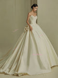 Sweetheart A Line Satin Flower Wedding Dress