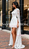 Mini A Line Halter Short Wedding Dress With Cape