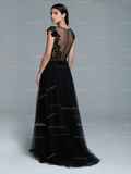 Tulle A Line Lace Flower V Neck Black Wedding Dress With Slit