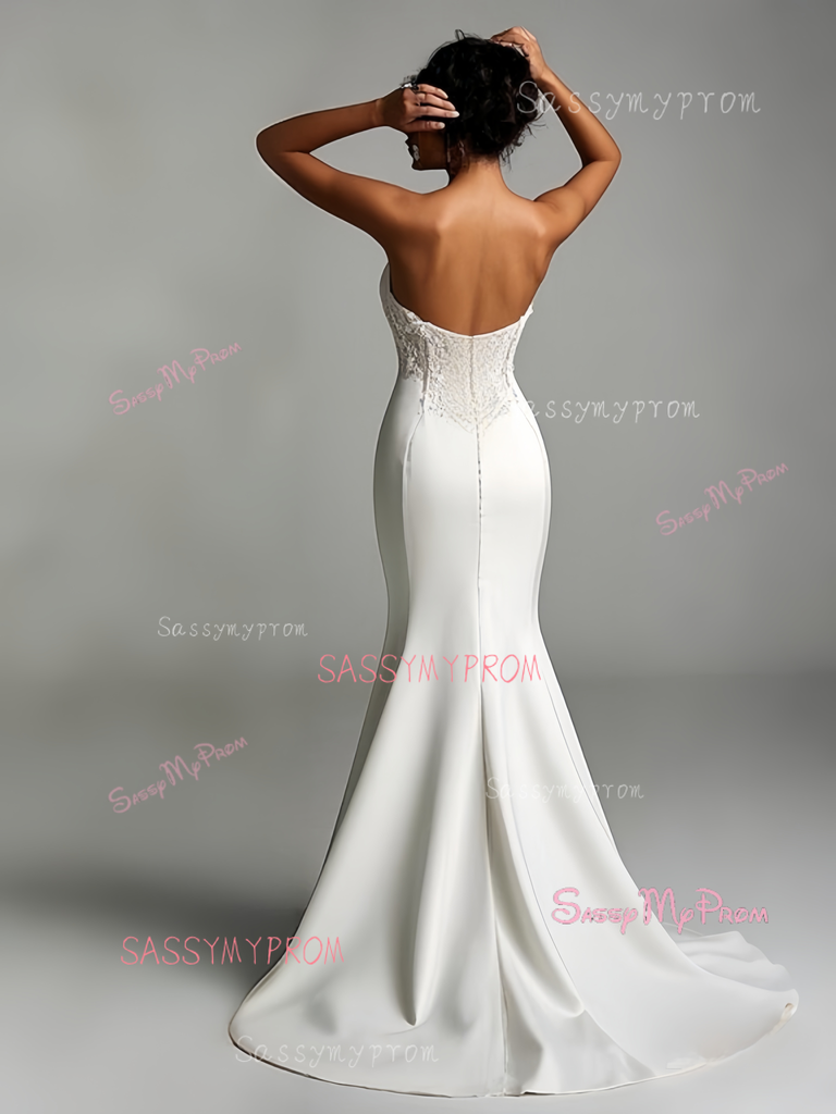 Trumpet/Mermaid Sweetheart Fitted Ruched Long Prom Dresses with Split Slit