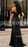 Trumpet Mermaid Black & Blue Off The Shoulder Prom Dress With Slit