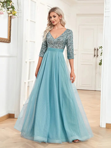 half sequin half chiffon dress Jumpsuit Pantsuit Floor Length Beaded Eembroidered Formal Dresses Mother of the Bride Dress Mother of the Bride Dress Half Sleeve Illusion Neck Elegant Vintage Wedding Guest Church Chiffon with Sequin 2026