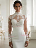 Long Sleeve Trumpet Mermaid High Neck Lace Wedding Dress