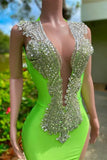 Beads Orange Trumpet Mermaid Backless Prom Dress
