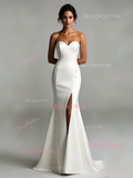 Trumpet Mermaid Sweetheart Satin Wedding Dress With Slit