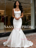 Trumpet Mermaid Square Neck Satin Wedding Dress