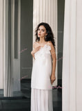 Satin Tulle Short Off The Shoulder Wedding Dress