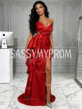 Trumpet Mermaid Sleeveless V Neck Floral Prom Dress With Slit