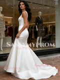 Trumpet Mermaid Square Neck Satin Wedding Dress