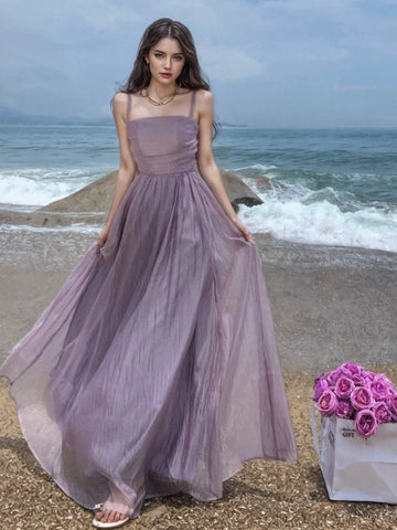 Summer Flowy Silhouette Lavender Maxi Dress