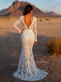 Trumpet Mermaid Lace Sexy Long Sleeve Wedding Dress