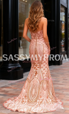 Sequin Strapless Trumpet Mermaid Red Lace Prom Dress