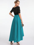 Banquet Round Neck Two Tone High Low Party Dress