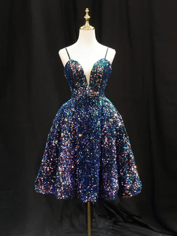 Sequin Blue Short Mini Homecoming Dress