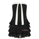 Strapless Bodice Black Tiered Ruffle Dress