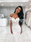 Trumpet Mermaid Lace Appliques Off The Shoulder Wedding Dress