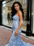 One Shoulder Trumpet Mermaid Long Sleeve Prom Dress