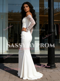 Lace Sleeve Trumpet Mermaid White Off The Shoulder Wedding Dress