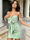 Mint Green Sweetheart Lace Sheath Column Homecoming Dress