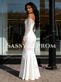 Lace Sleeve Trumpet Mermaid White Off The Shoulder Wedding Dress