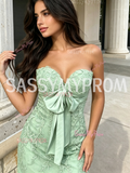 Mint Green Sweetheart Lace Sheath Column Homecoming Dress