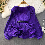 Bold Statement Luxurious Purple Ruffled Top