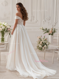 Lace Backless Appliques Off The Shoulder Tulle Wedding Dress