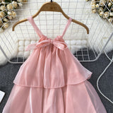 Soft Pink Cascading Ruffles Dress