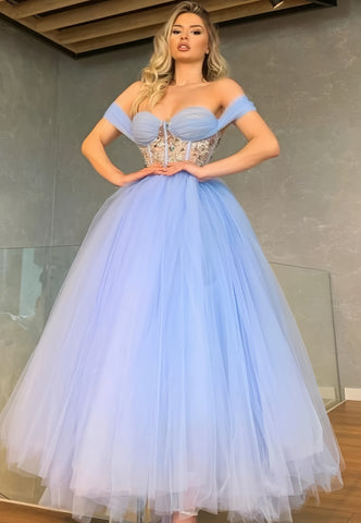 Off The Shoulder Sweetheart Appliques Prom Dress
