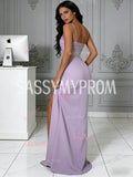 Purple Strapless Beading Trumpet Mermaid Satin Prom Dress