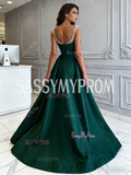 Green Sweetheart Beading A Line Satin Prom Dress